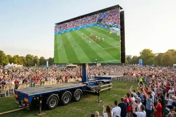 Remorque écran géant LED mobile autonome IP65 pour événement sportif