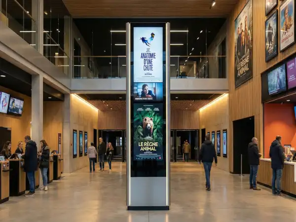 Totem vidéo hall de cinéma